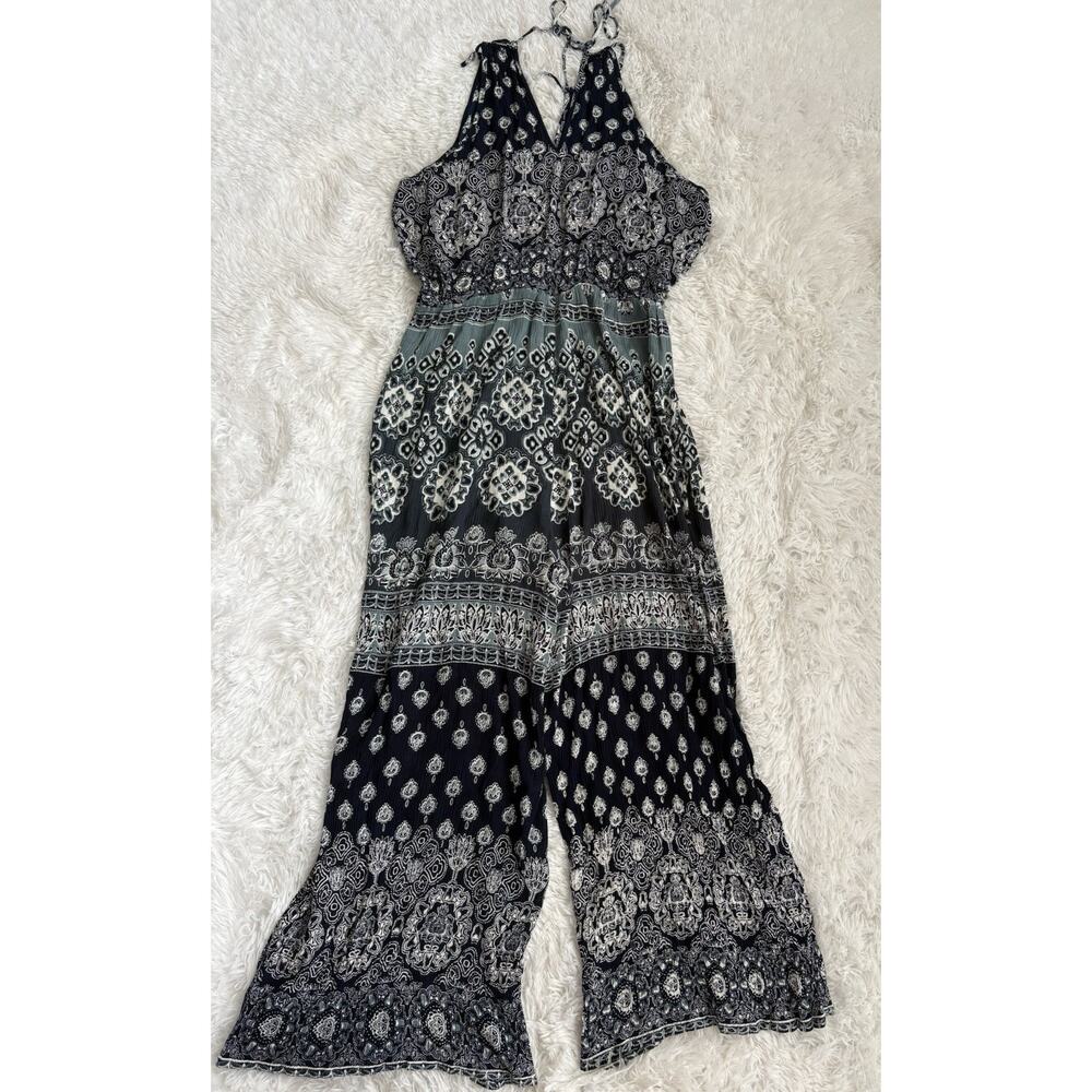 Patrons Of Peace L Sleeveless Blue Design Long Romper. Beautiful** Nt Sm Flaw*